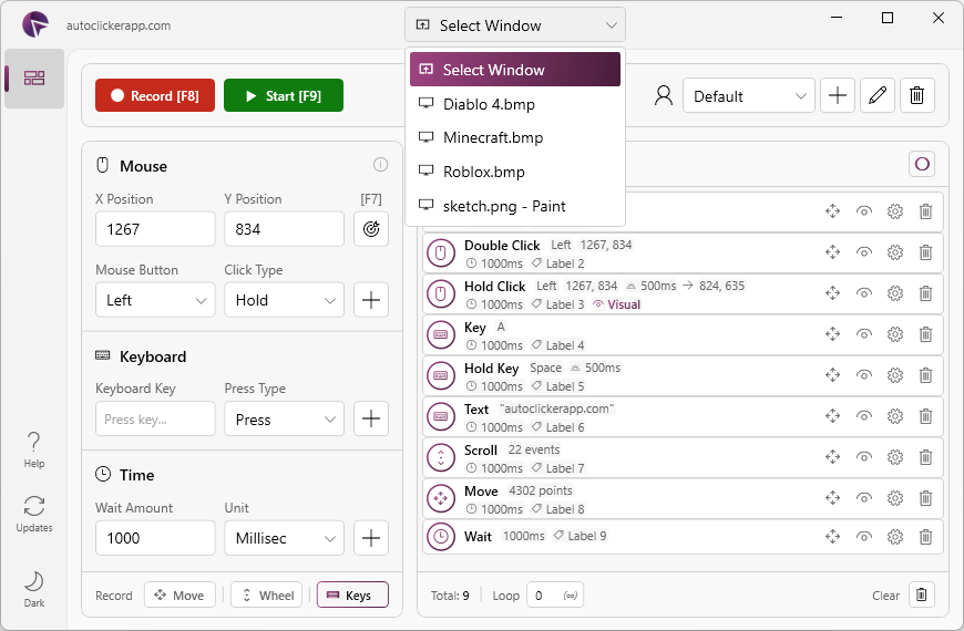 Auto Clicker - Window Selection